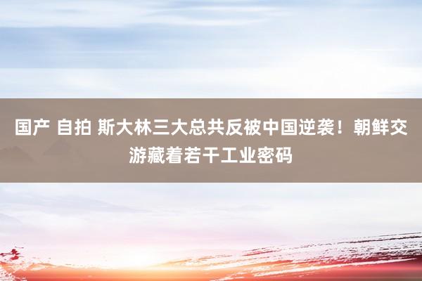 国产 自拍 斯大林三大总共反被中国逆袭！朝鲜交游藏着若干工业密码